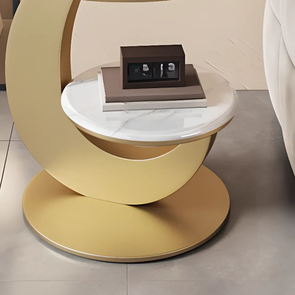 Modern Round Wood Pedestal Side Table with Dual Shelves Image - 10