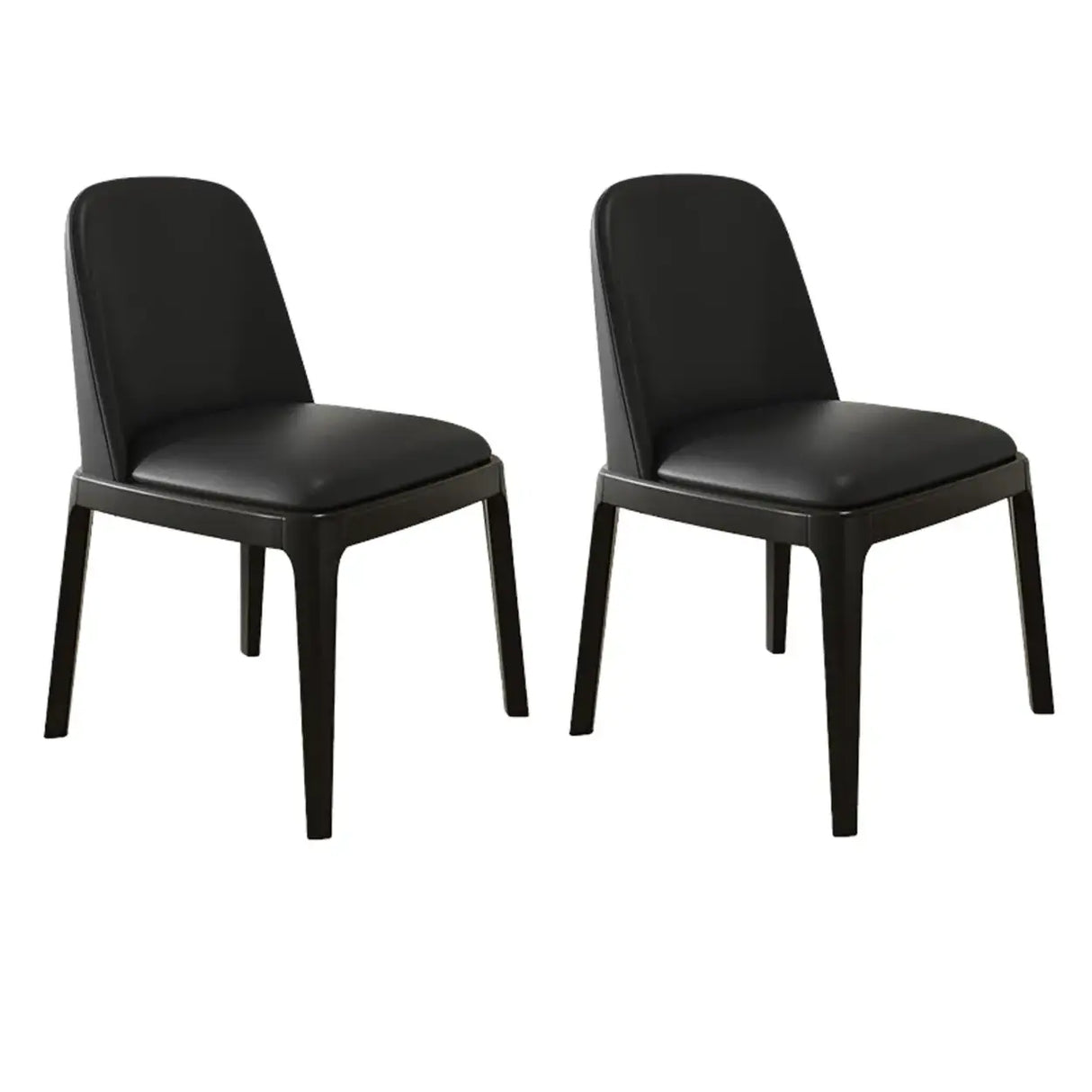 Modern Rubber Wood Upholstered Curved Back Dining Chair Set of 2 Image - 14
