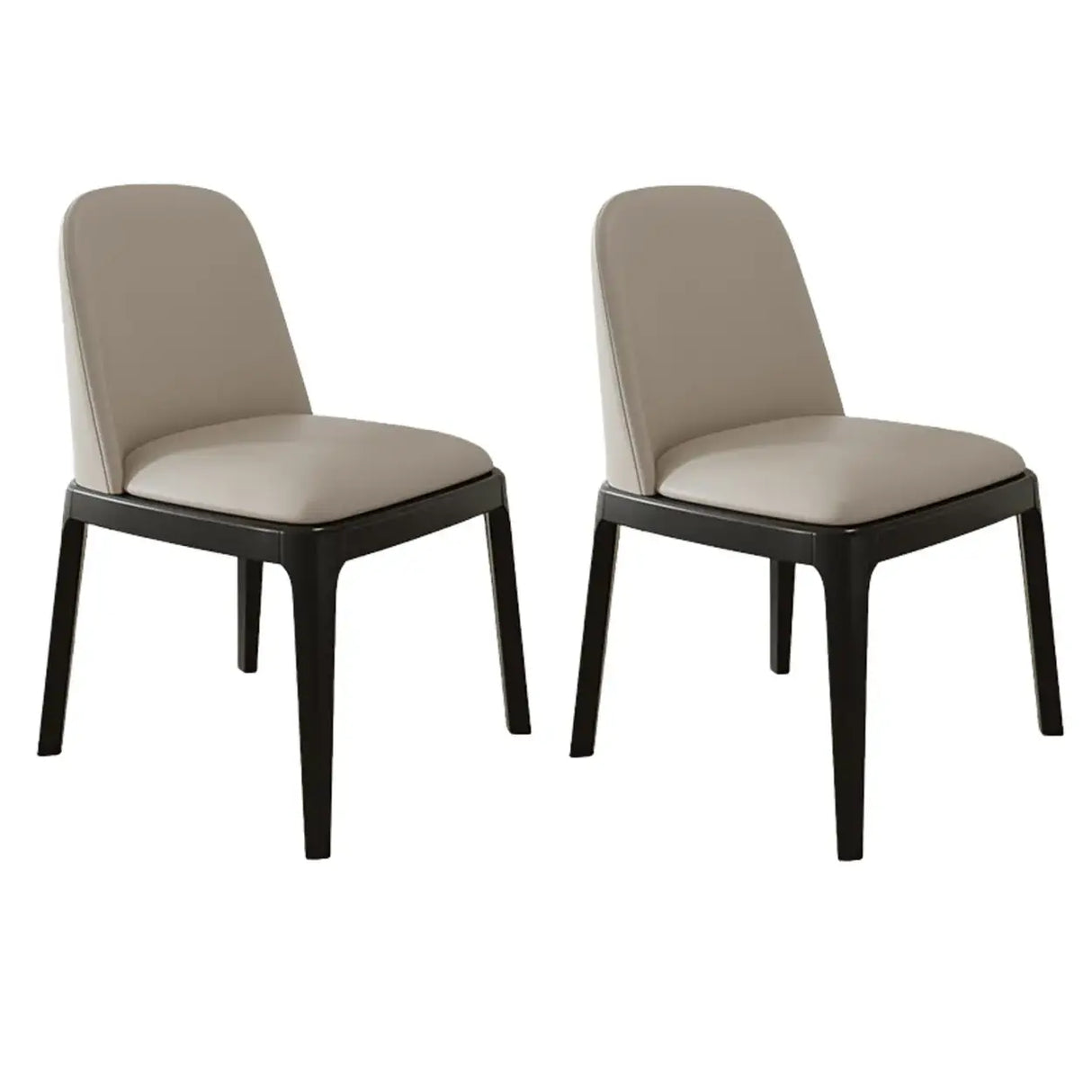 Modern Rubber Wood Upholstered Curved Back Dining Chair Set of 2 Image - 16