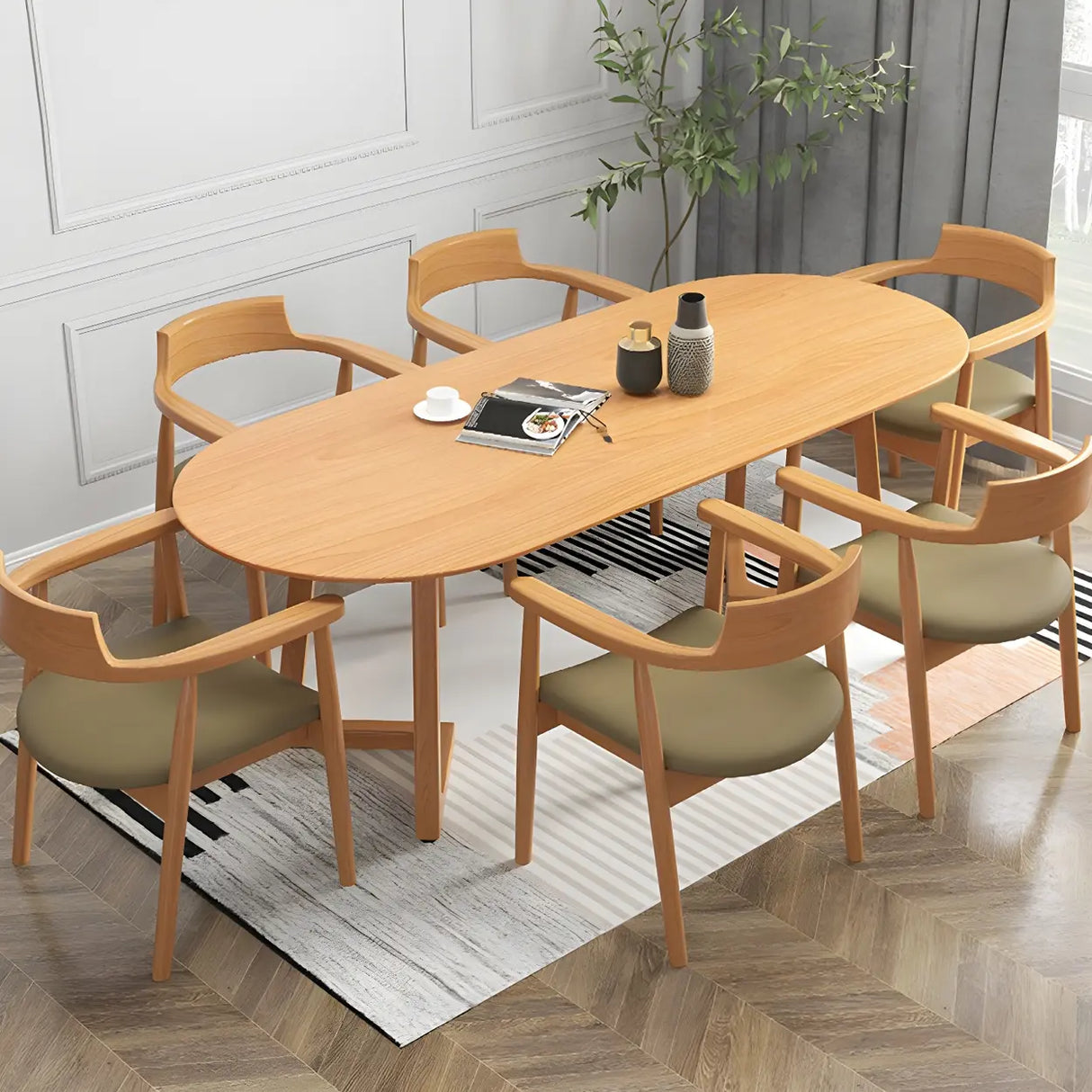 Modern Rustic Oval Pine Double Pedestal Dining Table Image - 2