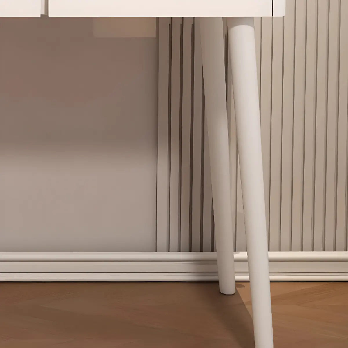 Modern Scalloped MDF Wall-Mounted Mirror White Makeup Vanity Image - 8