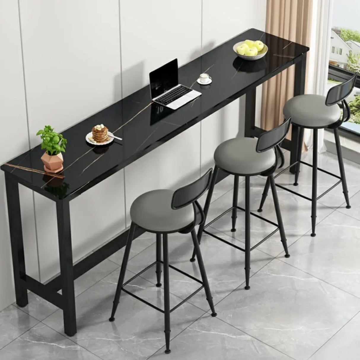 Modern Scratch Resistant Footrest Rectangular Narrow Bar Table Image - 1