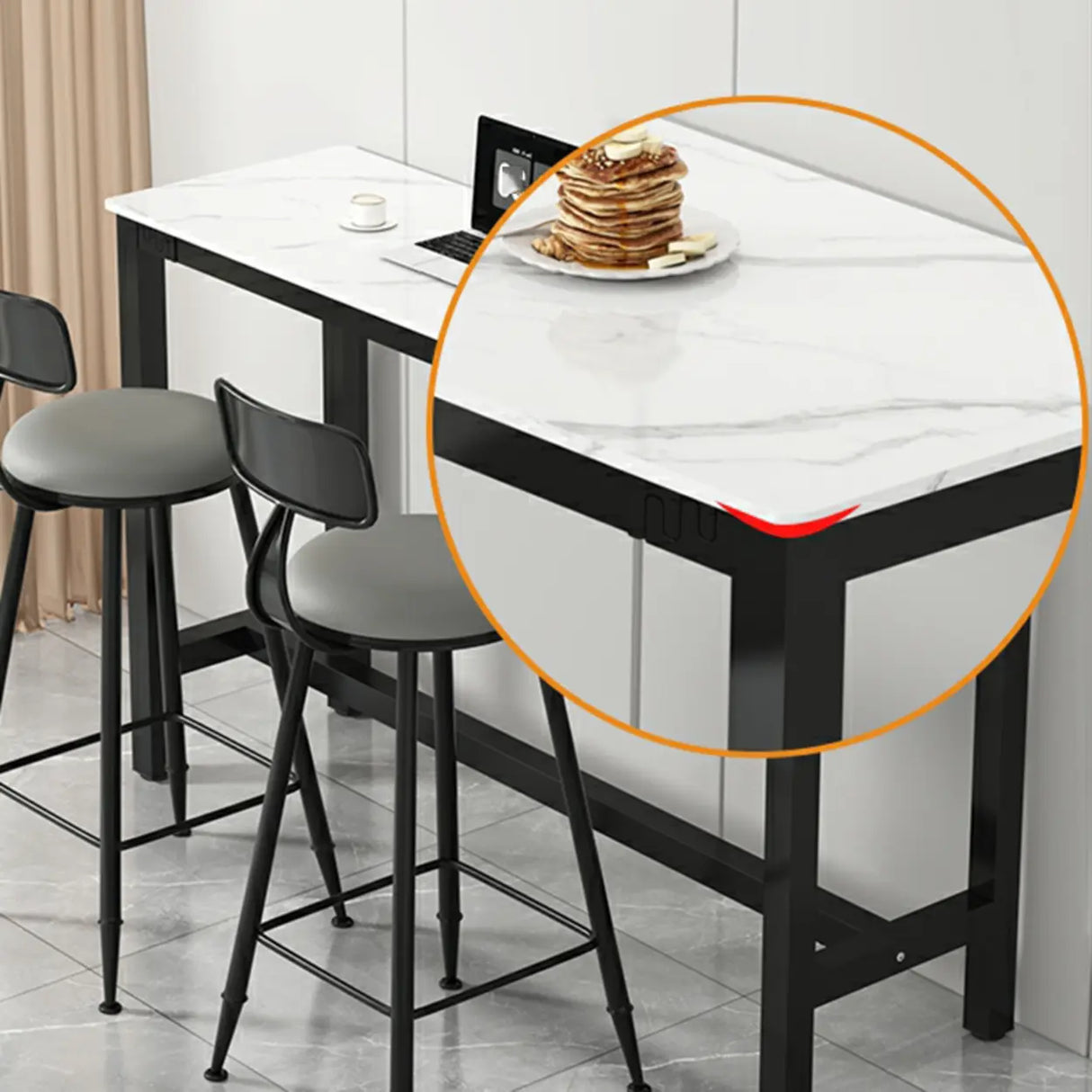 Modern Scratch Resistant Footrest Rectangular Narrow Bar Table Image - 11