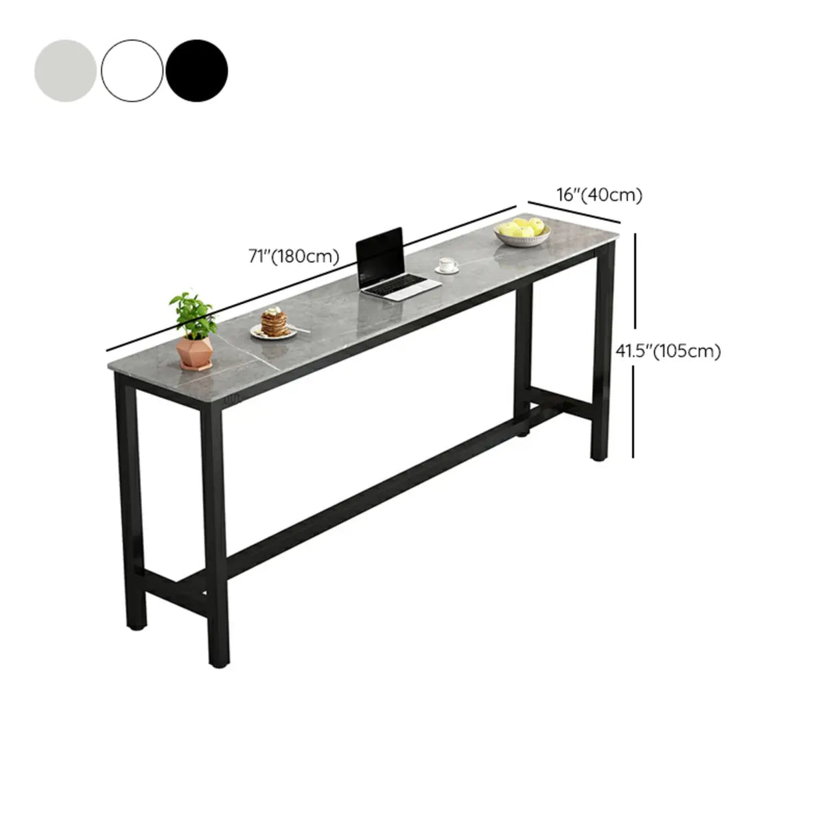 Modern Scratch Resistant Footrest Rectangular Narrow Bar Table Image - 17