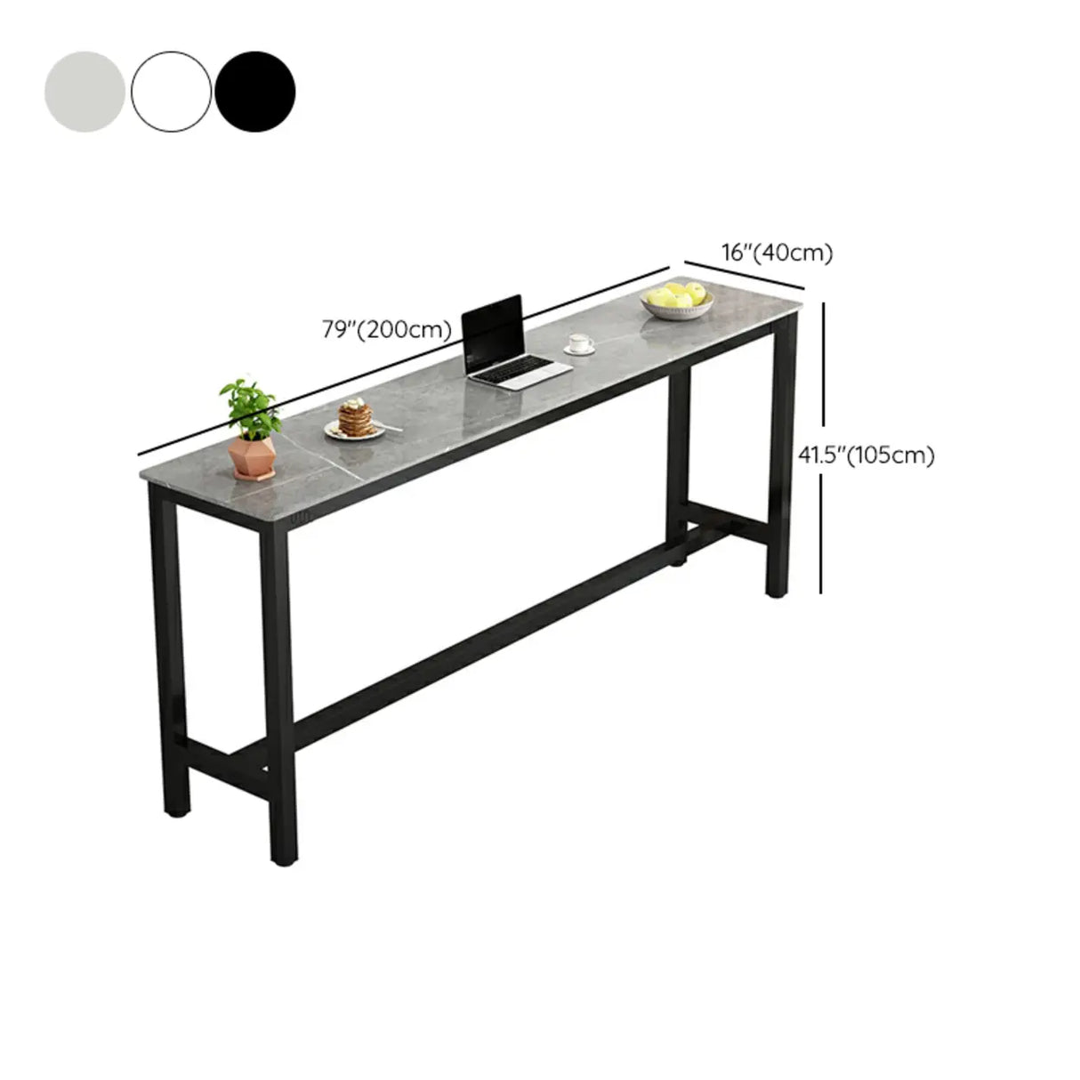 Modern Scratch Resistant Footrest Rectangular Narrow Bar Table Image - 18
