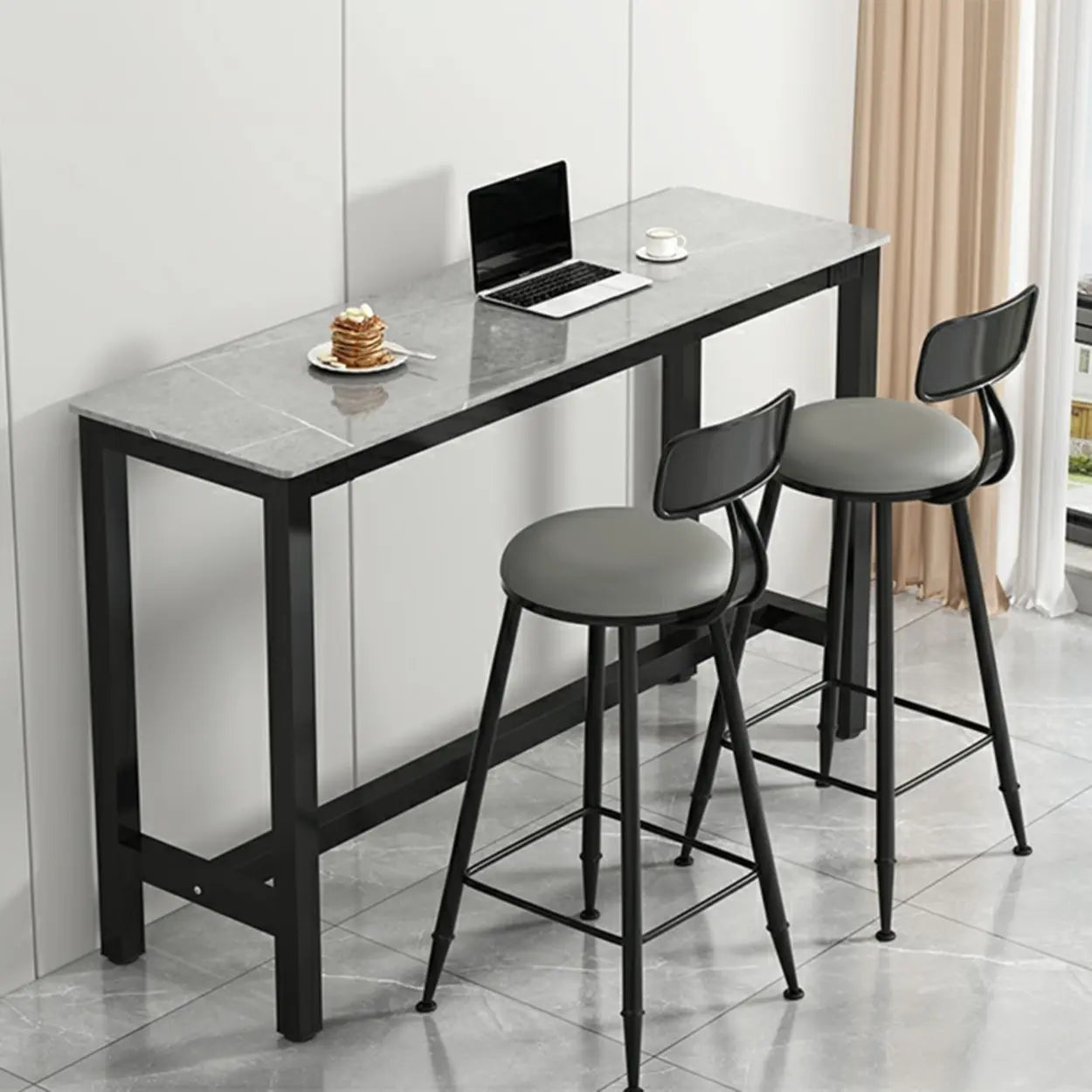 Modern Scratch Resistant Footrest Rectangular Narrow Bar Table Image - 3