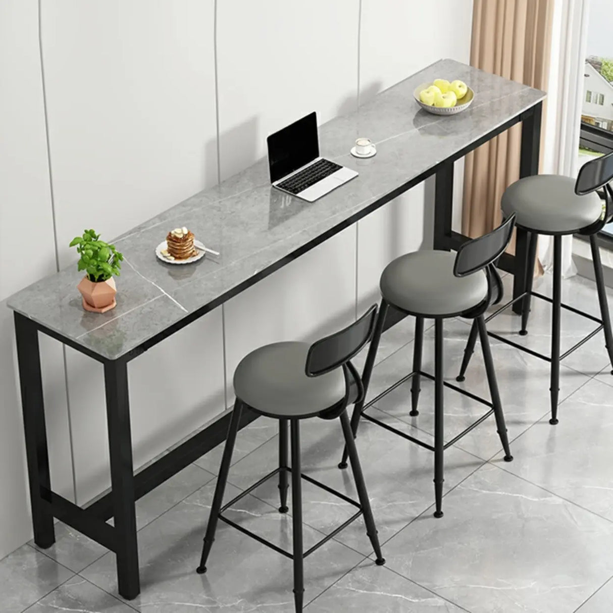 Modern Scratch Resistant Footrest Rectangular Narrow Bar Table Image - 4