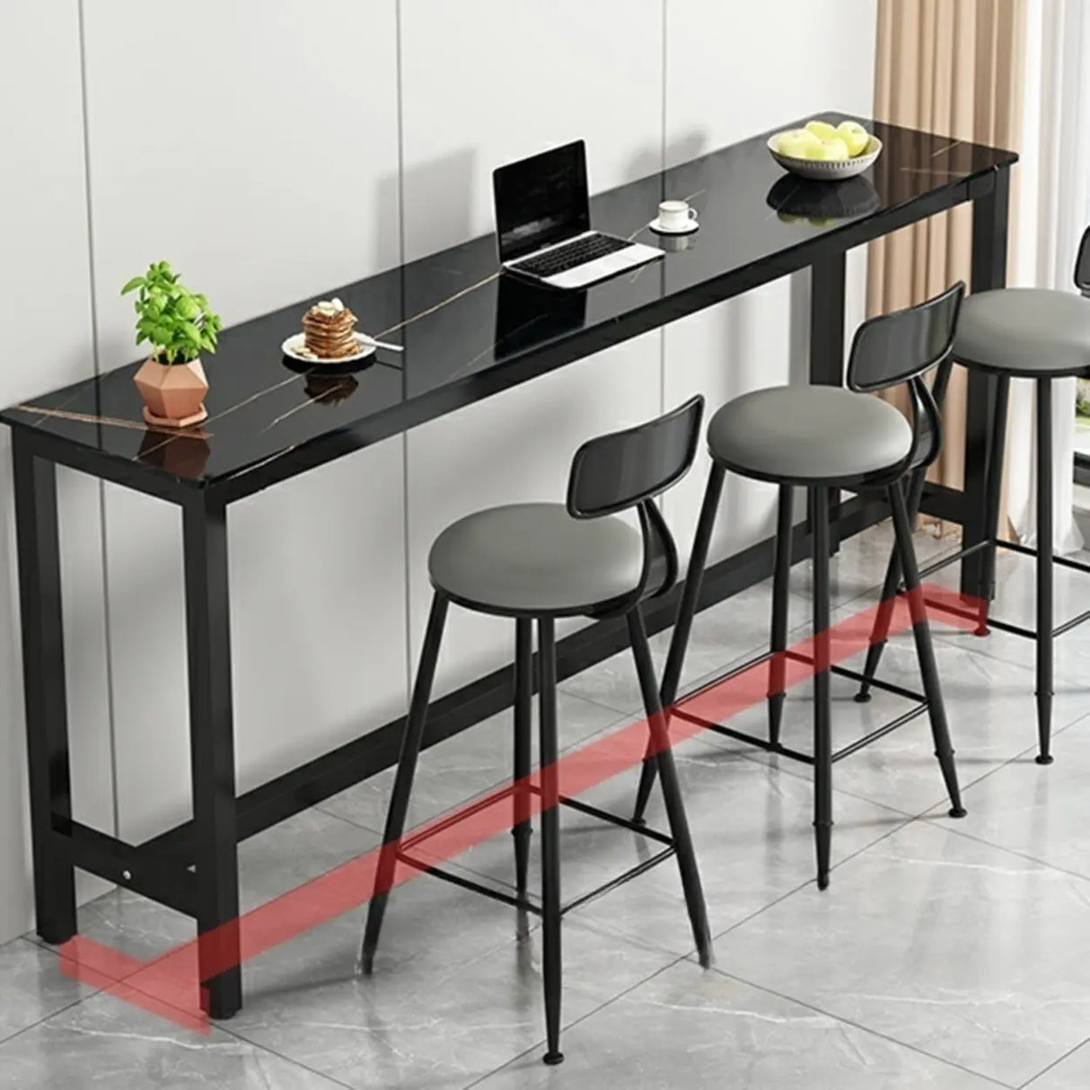 Modern Scratch Resistant Footrest Rectangular Narrow Bar Table Image - 5
