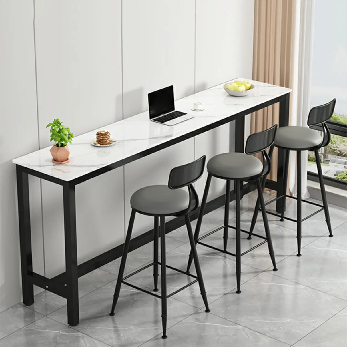 Modern Scratch Resistant Footrest Rectangular Narrow Bar Table Image - 6