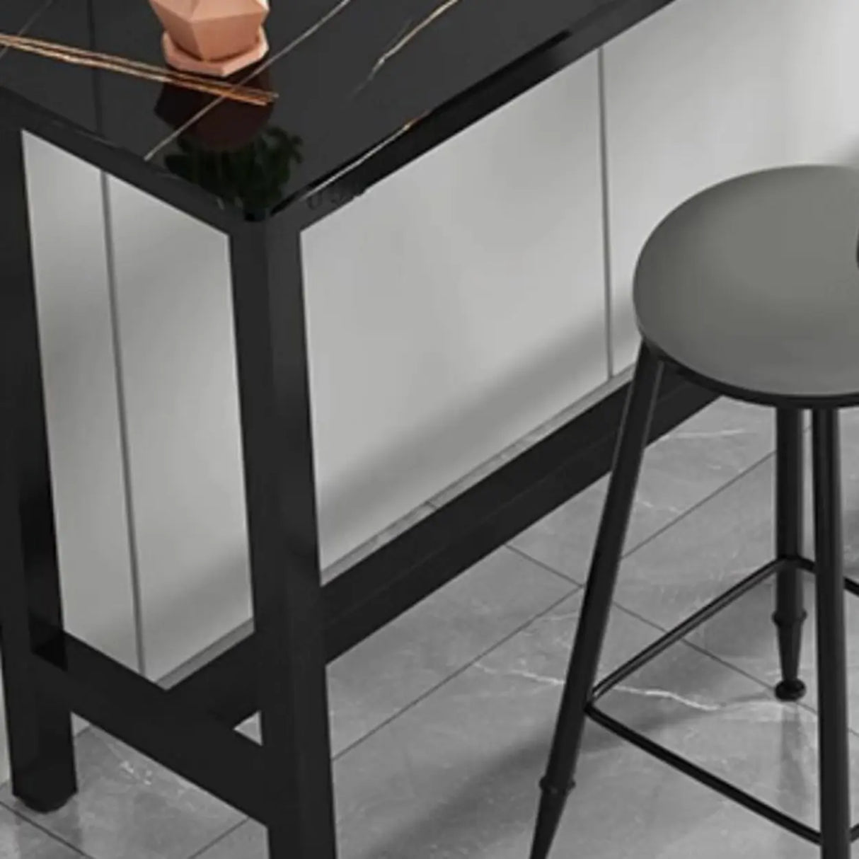 Modern Scratch Resistant Footrest Rectangular Narrow Bar Table Image - 9