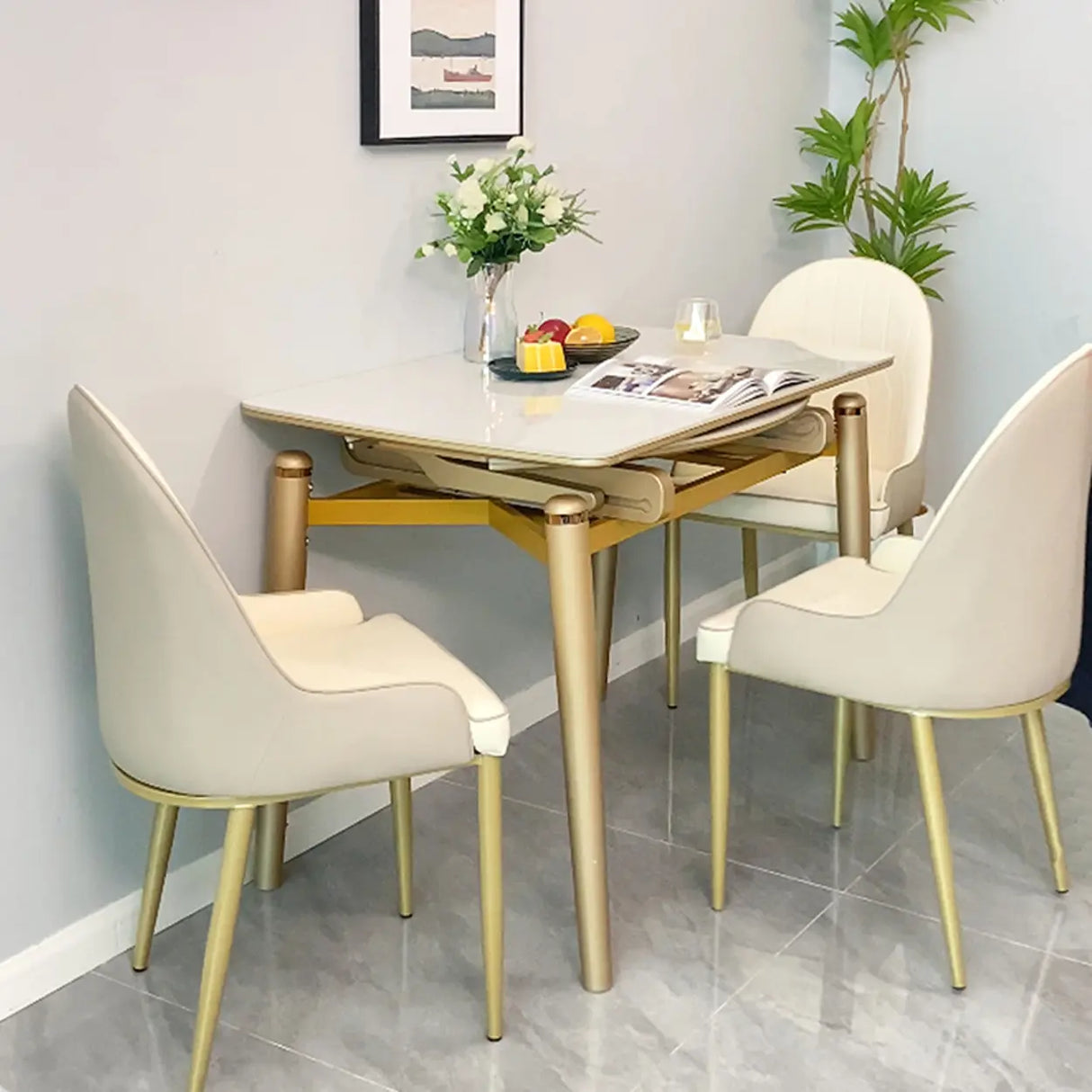 Modern Scratch-Resistant Oval Self-Storing Leaf Dining Table Image - 4