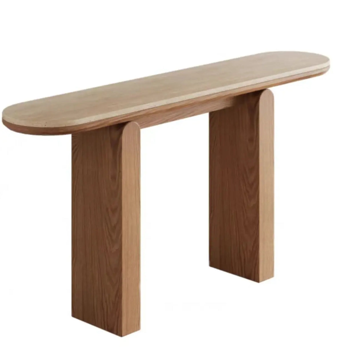 Modern Scratch Resistant Oval Stone Top Console Table Image - 3