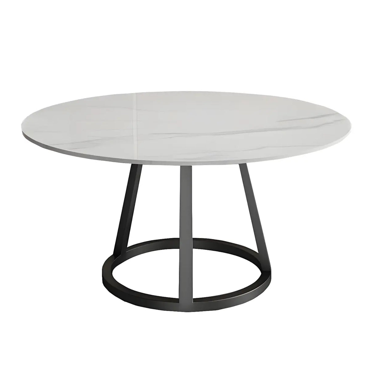 Modern Scratch Resistant Round White Stone Dining Table Image - 4