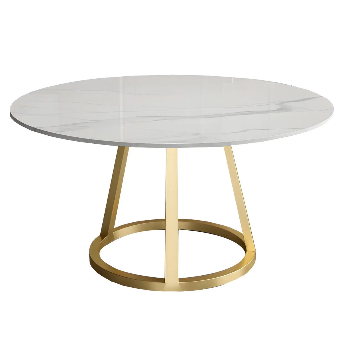 Modern Scratch Resistant Round White Stone Dining Table Image - 5