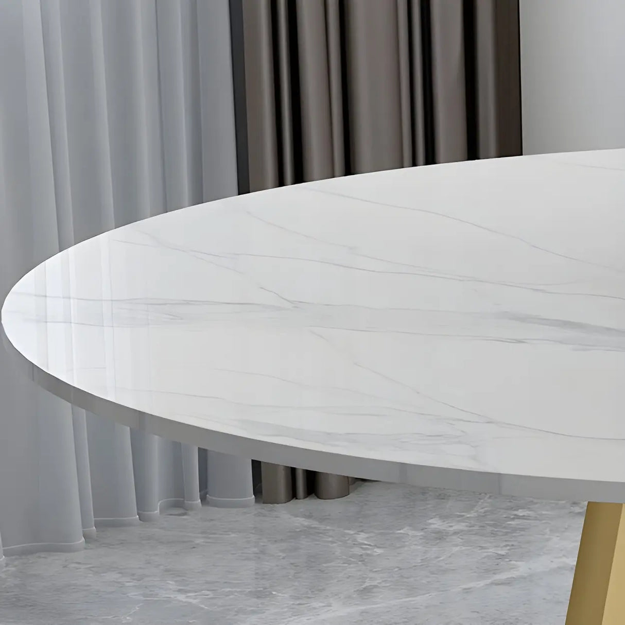 Modern Scratch Resistant Round White Stone Dining Table Image - 6