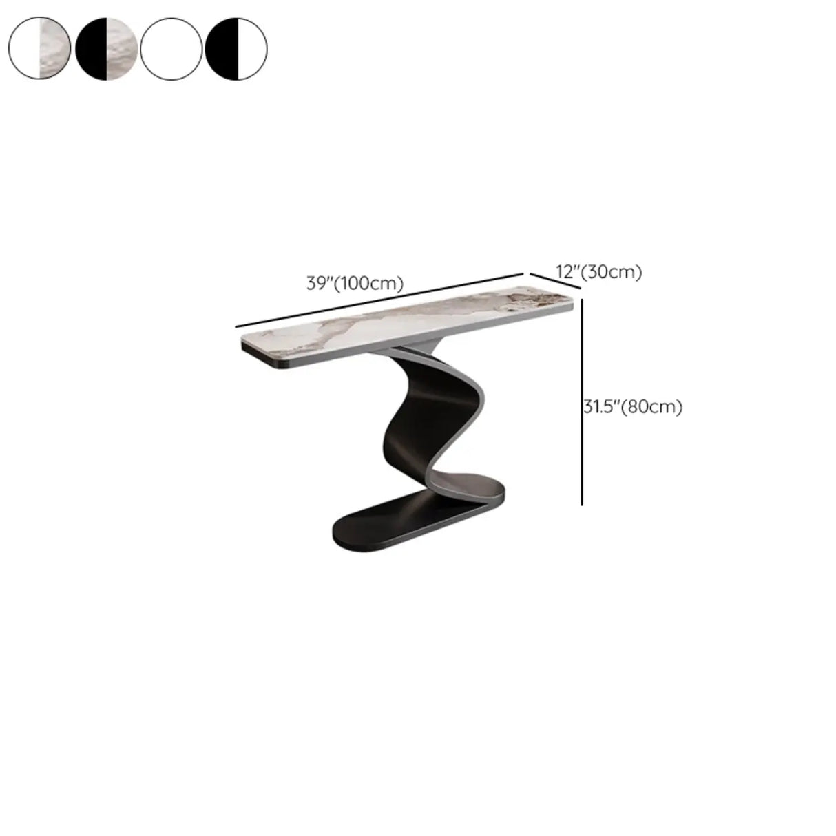 Modern Scratch Resistant Stone Top Curved Base Console Table
