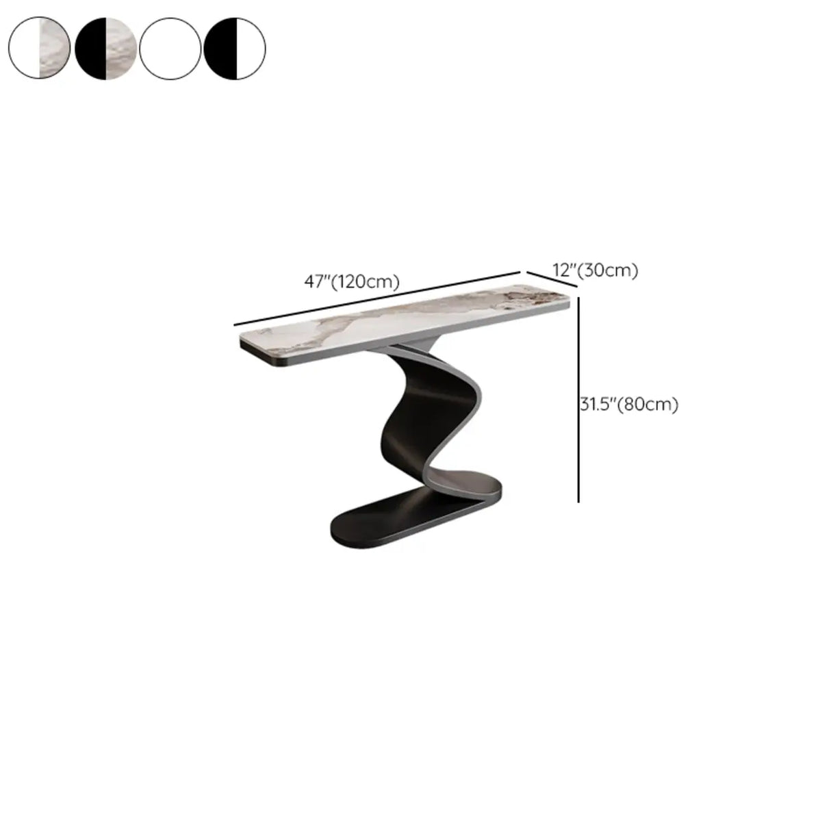 Modern Scratch Resistant Stone Top Curved Base Console Table Image - 14