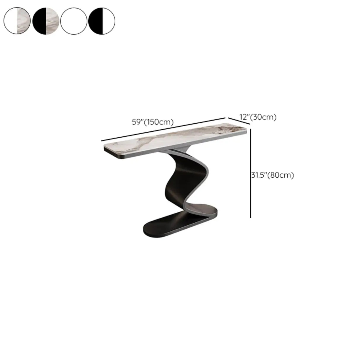 Modern Scratch Resistant Stone Top Curved Base Console Table Image - 15