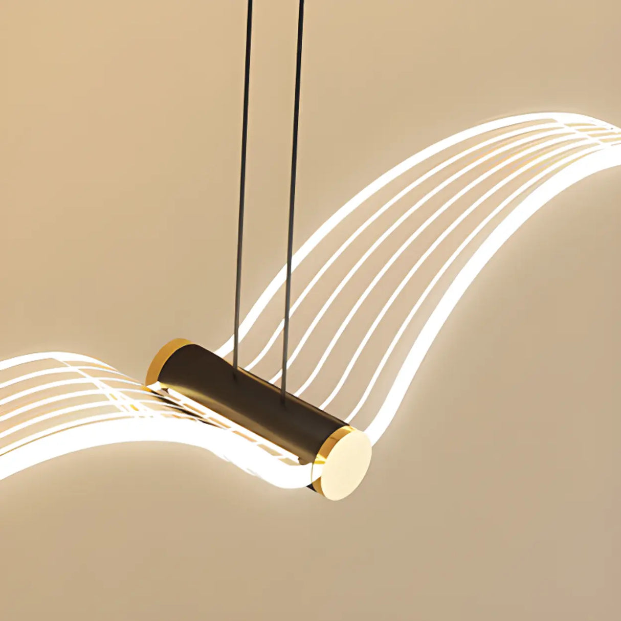 Modern Seagull LED Pendant Light for Lobby, White, Large Image - 12