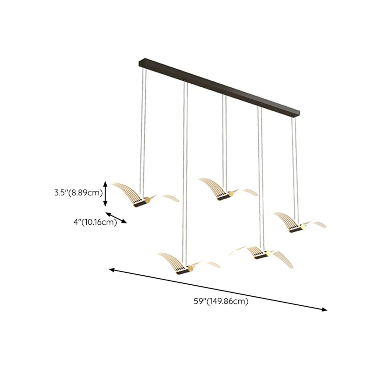 Modern Seagull LED Pendant Light for Lobby, White, Large Image - 16