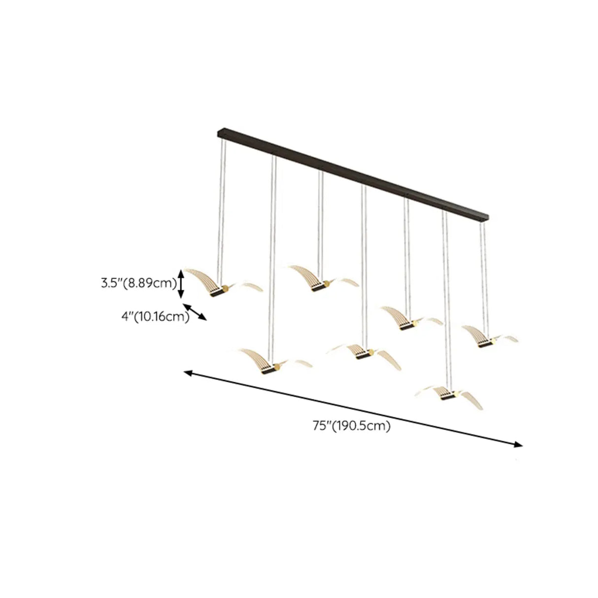 Modern Seagull LED Pendant Light for Lobby, White, Large Image - 17