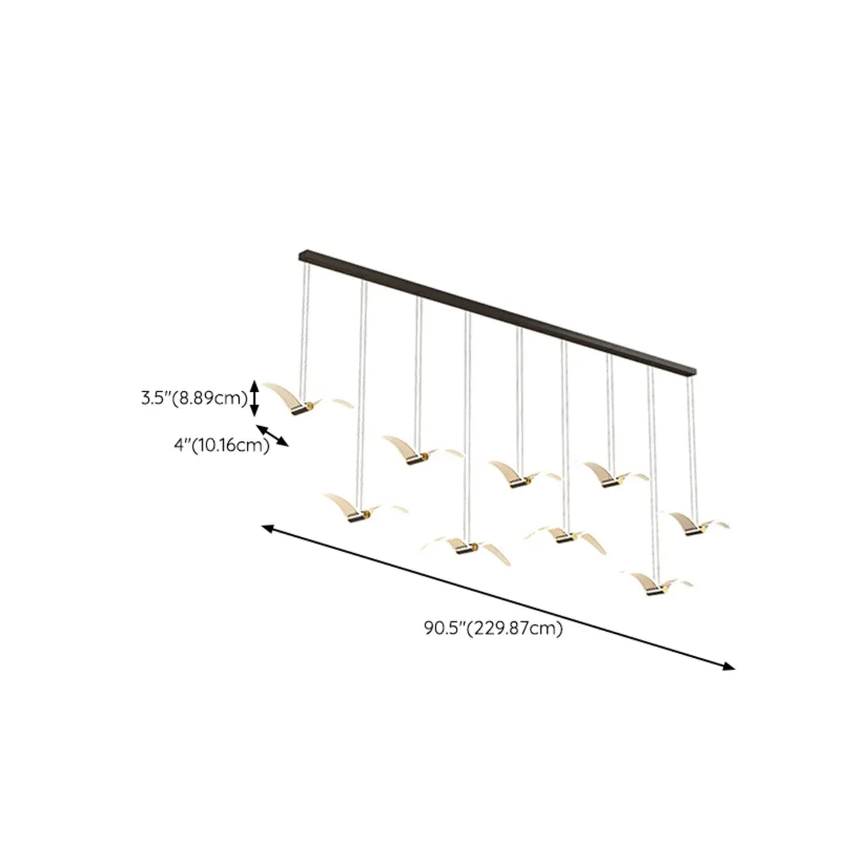 Modern Seagull LED Pendant Light for Lobby, White, Large Image - 18