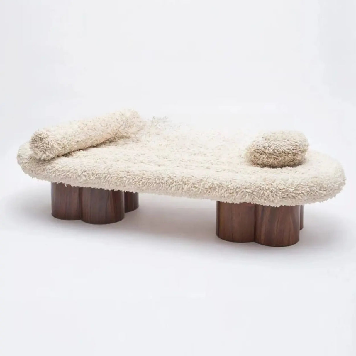 Modern Shearling Cloud Daybed with Unique Wood Legs Image - 1