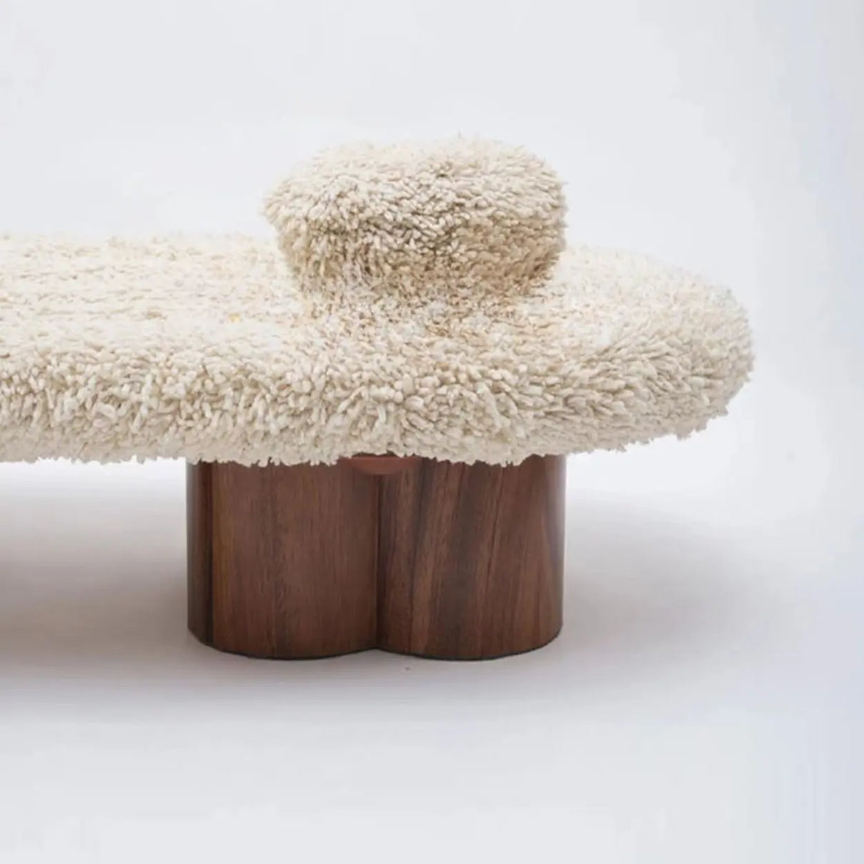 Modern Shearling Cloud Daybed with Unique Wood Legs Image - 4