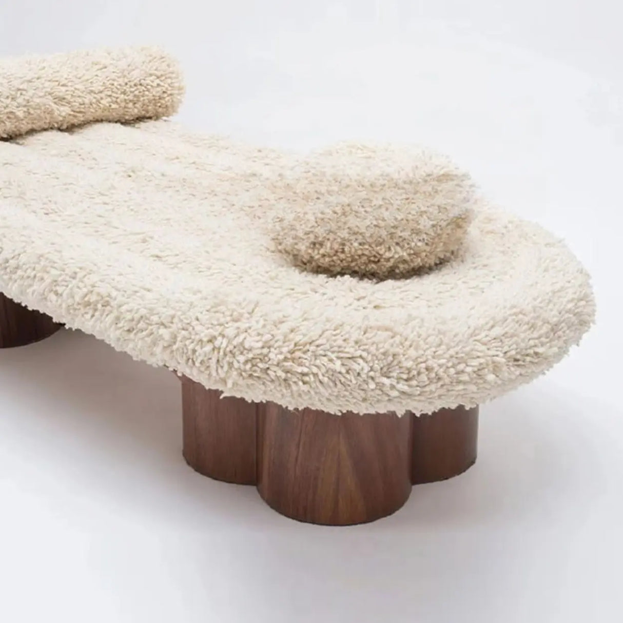 Modern Shearling Cloud Daybed with Unique Wood Legs Image - 5