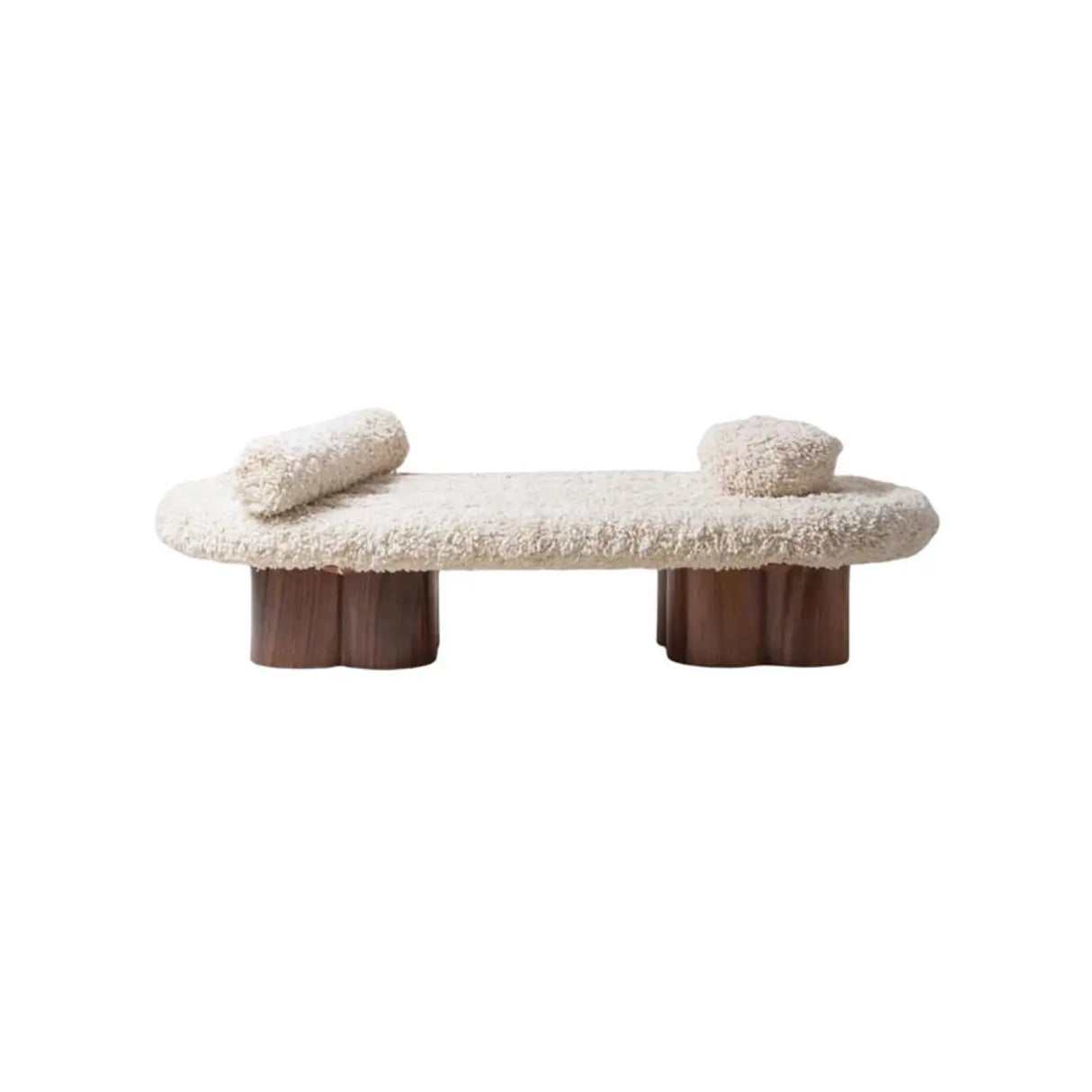 Modern Shearling Cloud Daybed with Unique Wood Legs Image - 6