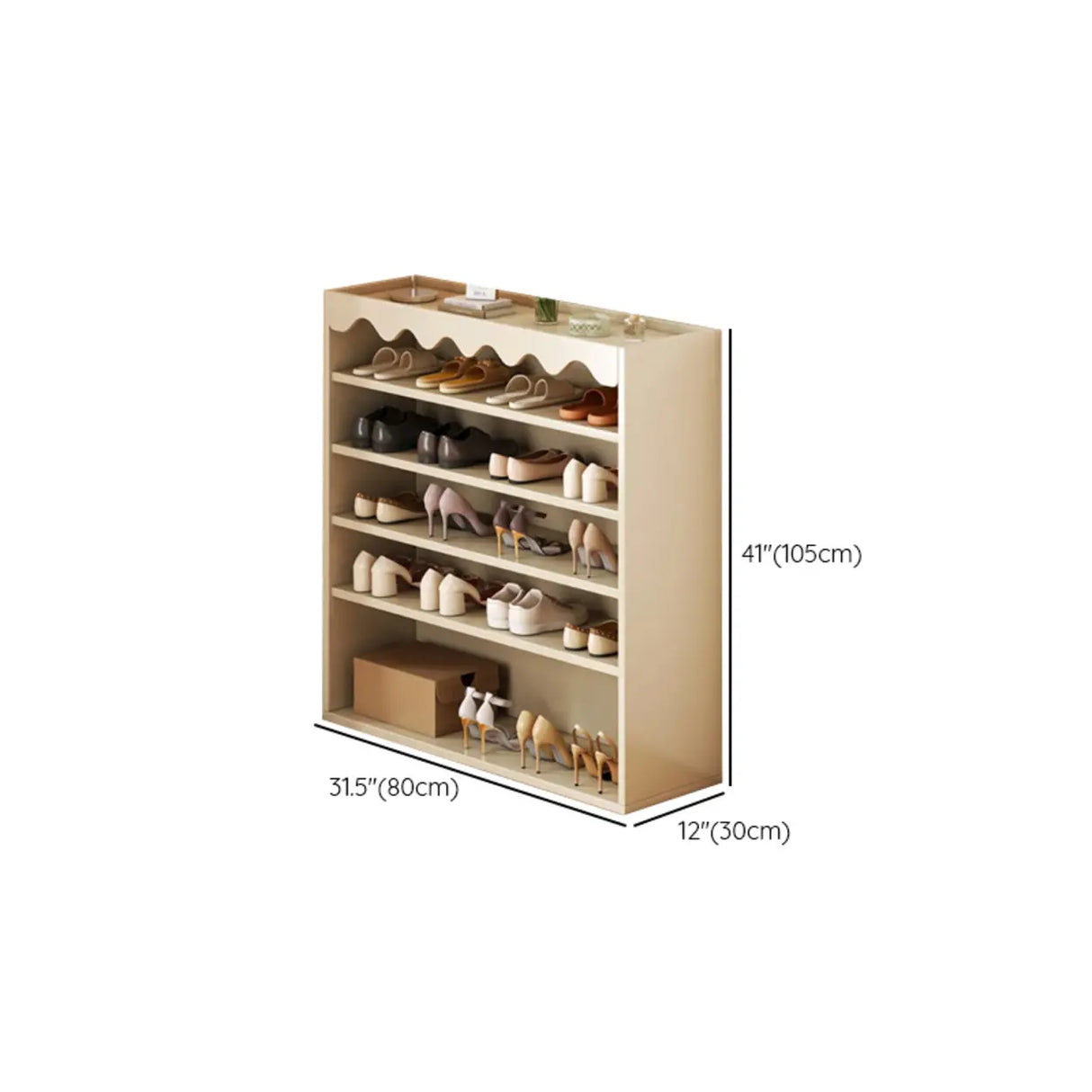 Modern Shelf Wood Entryway Beige 5-Tier Shoe Storage Image - 11