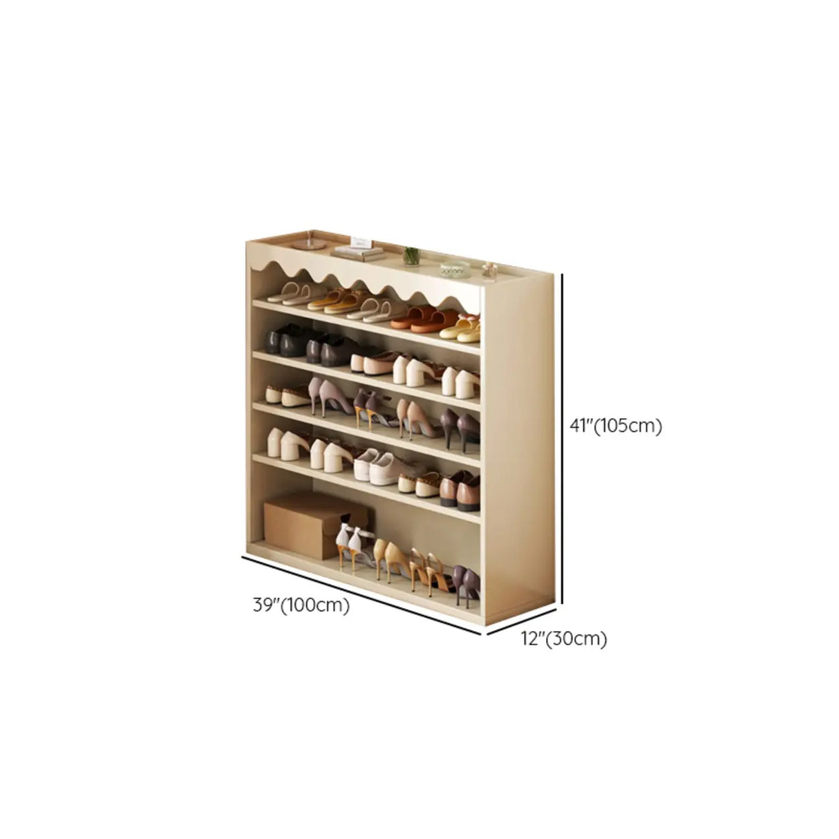 Modern Shelf Wood Entryway Beige 5-Tier Shoe Storage Image - 12