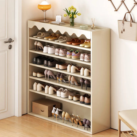 Modern Shelf Wood Entryway Beige 5-Tier Shoe Storage Image - 2