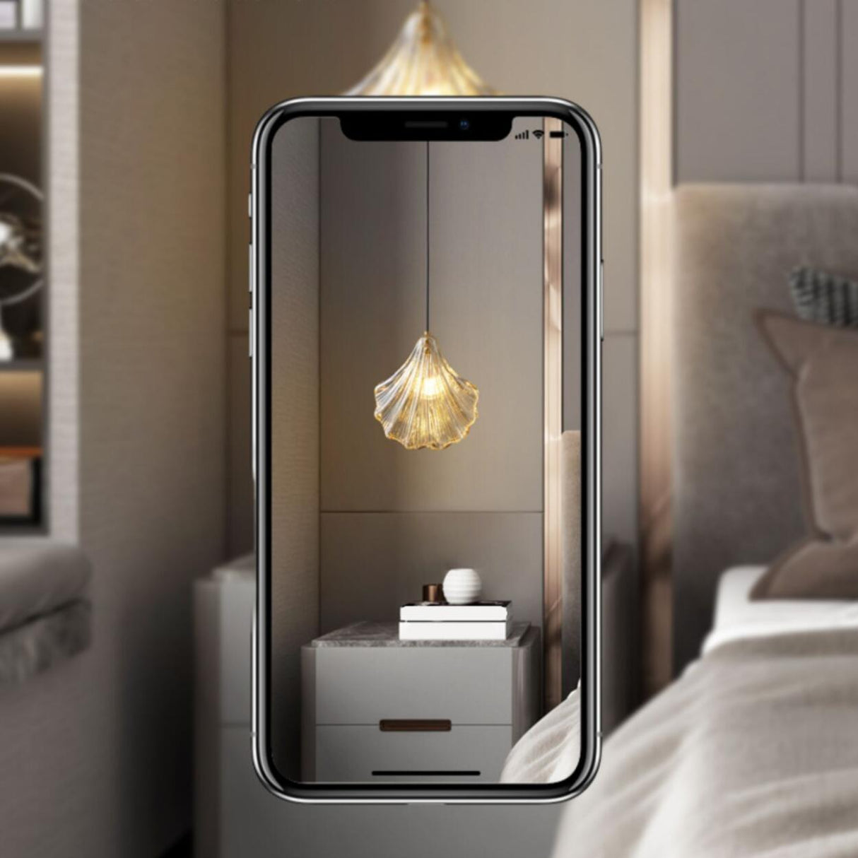 Modern Shell Glass Pendant Light Flexible Length Image - 11