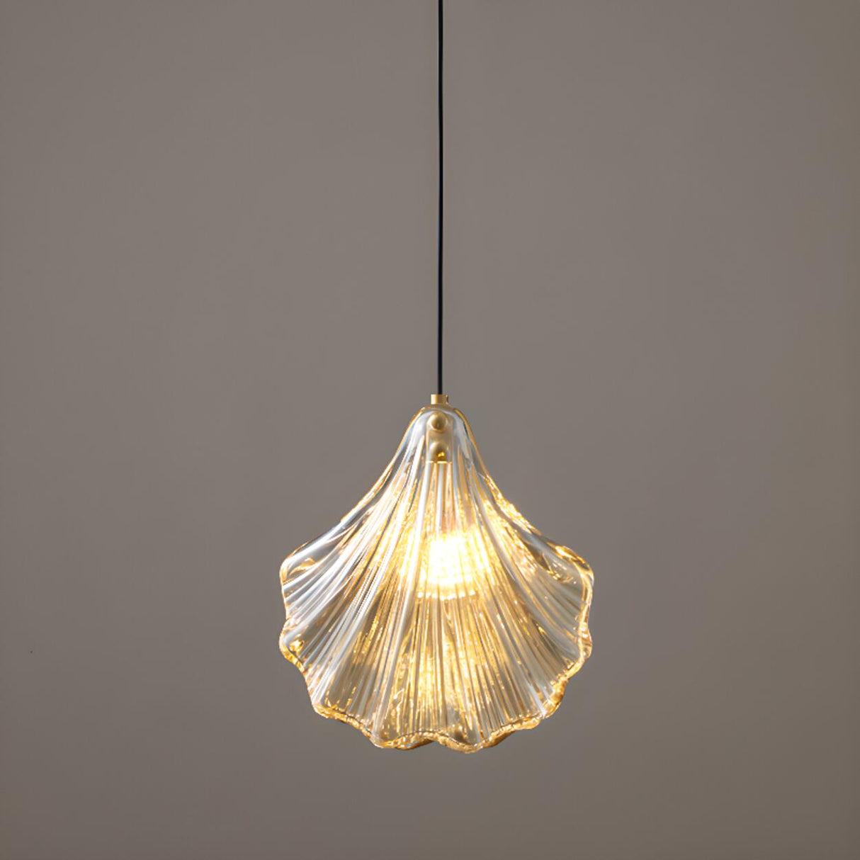 Modern Shell Glass Pendant Light Flexible Length Image - 2