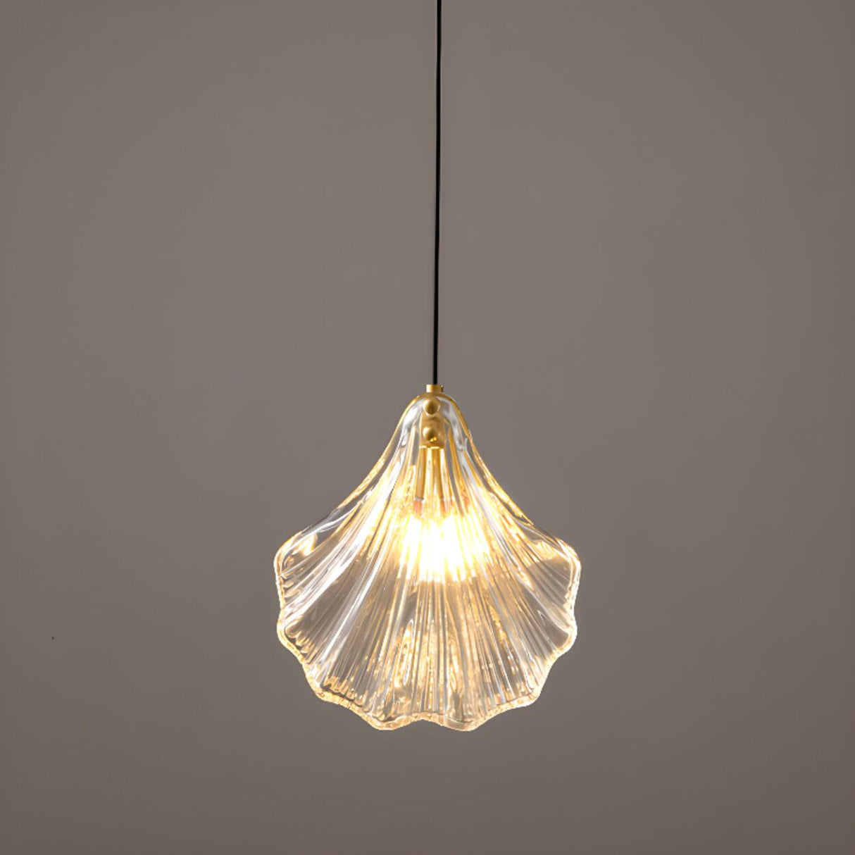 Modern Shell Glass Pendant Light Flexible Length Image - 3