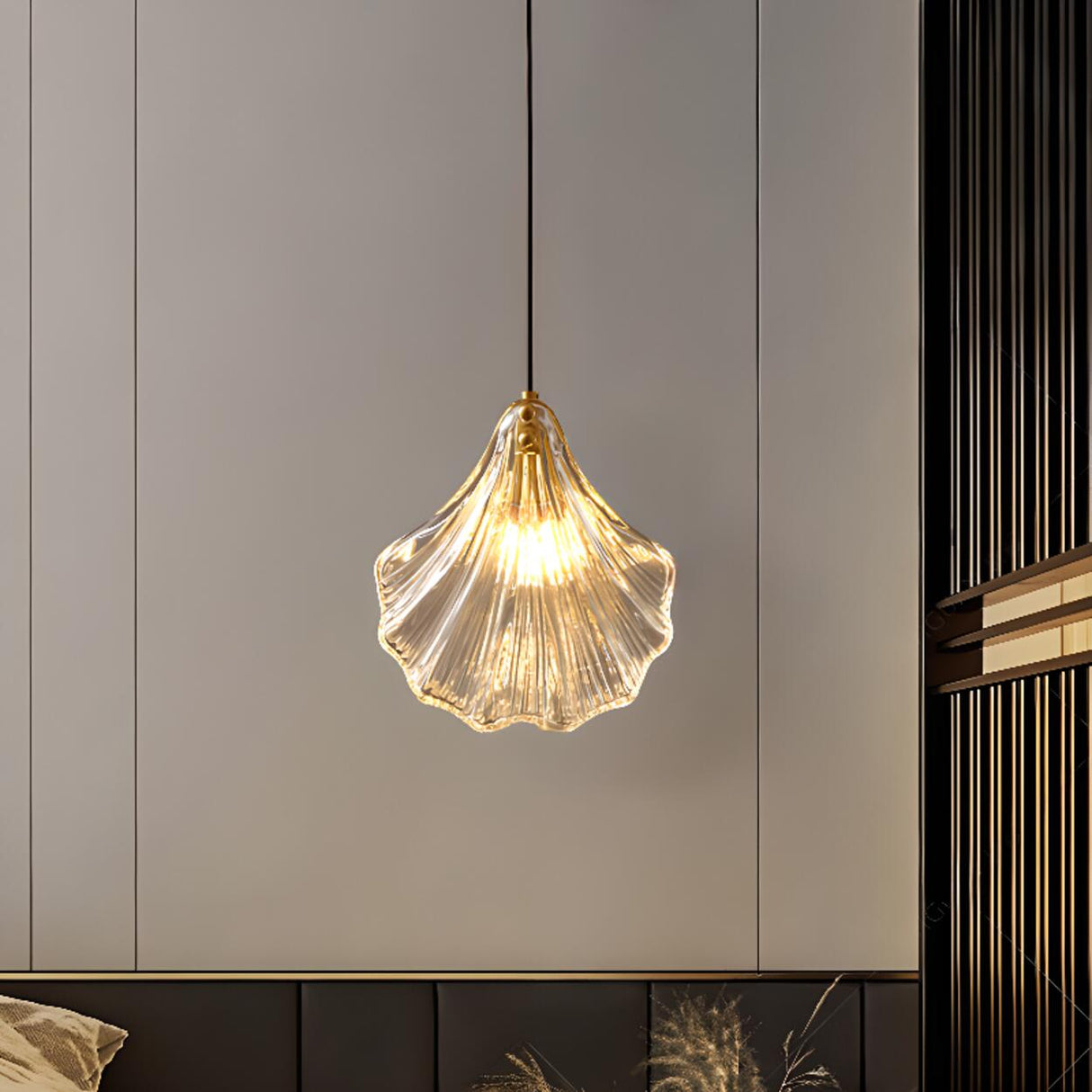 Modern Shell Glass Pendant Light Flexible Length Image - 6