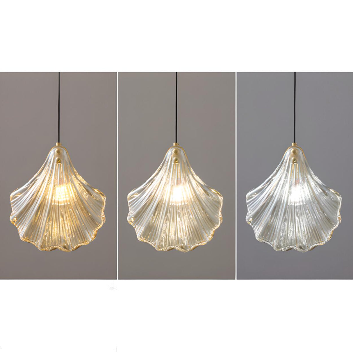 Modern Shell Glass Pendant Light Flexible Length Image - 7