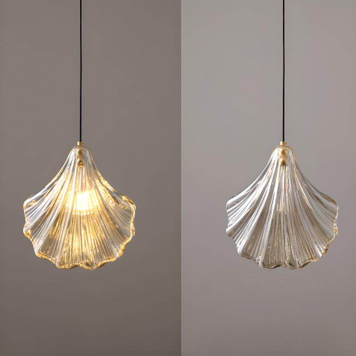 Modern Shell Glass Pendant Light Flexible Length Image - 8