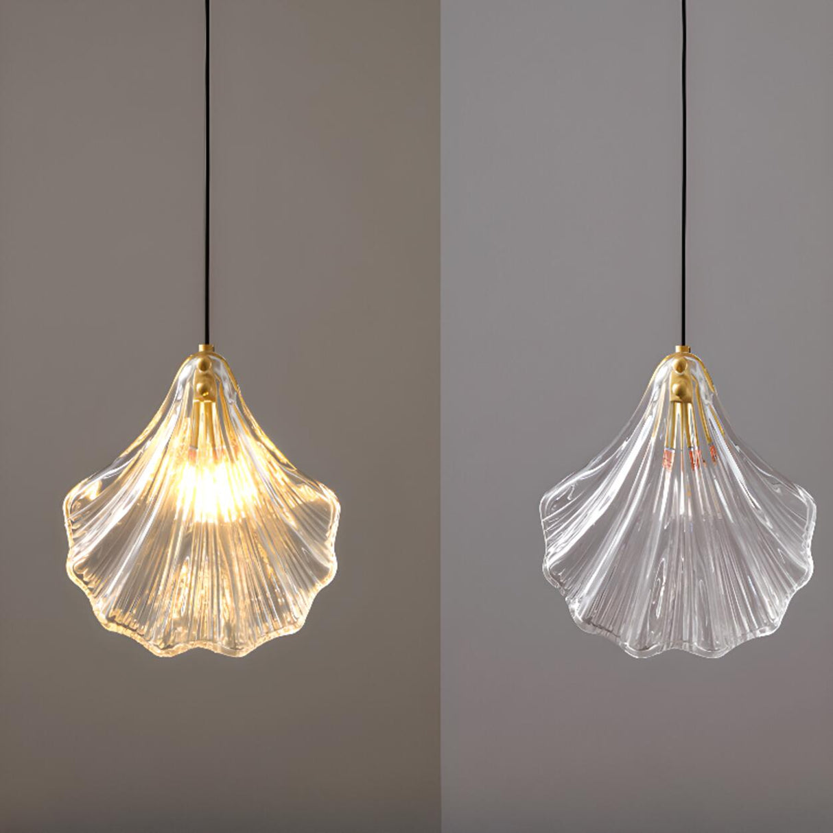 Modern Shell Glass Pendant Light Flexible Length Image - 9