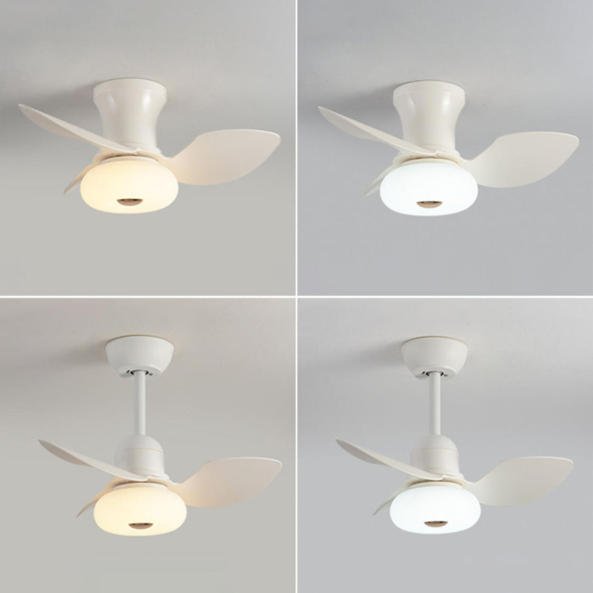 Modern Simple 3 Blade White LED Ceiling Fan with Light Image - 11