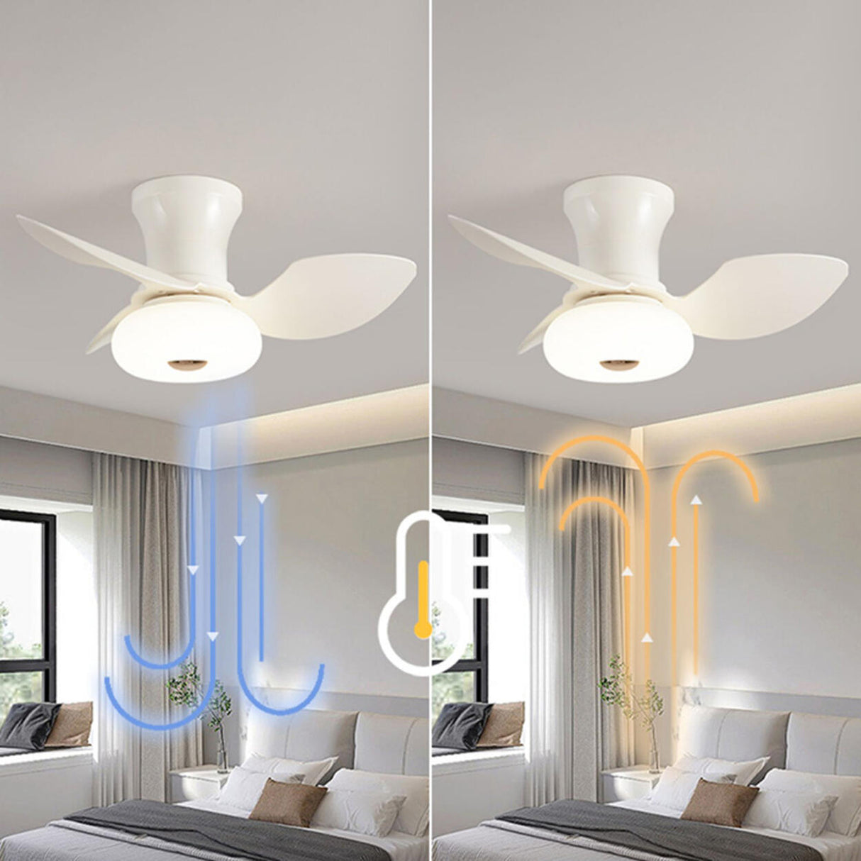 Modern Simple 3 Blade White LED Ceiling Fan with Light Image - 14
