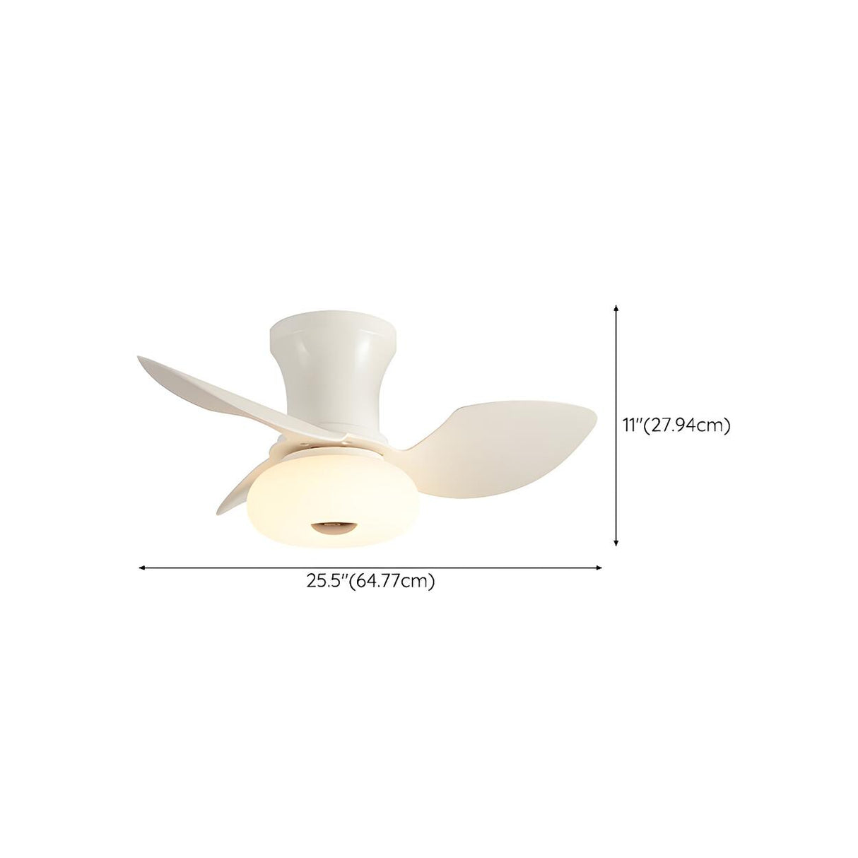 Modern Simple 3 Blade White LED Ceiling Fan with Light Image - 16