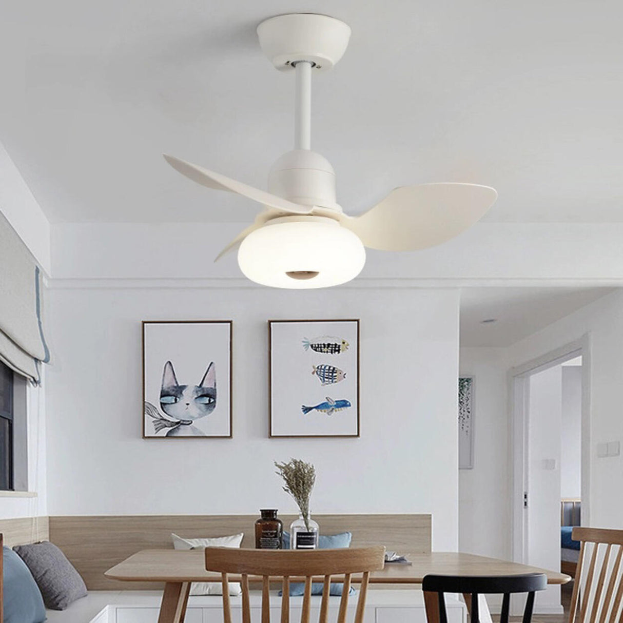 Modern Simple 3 Blade White LED Ceiling Fan with Light Image - 4