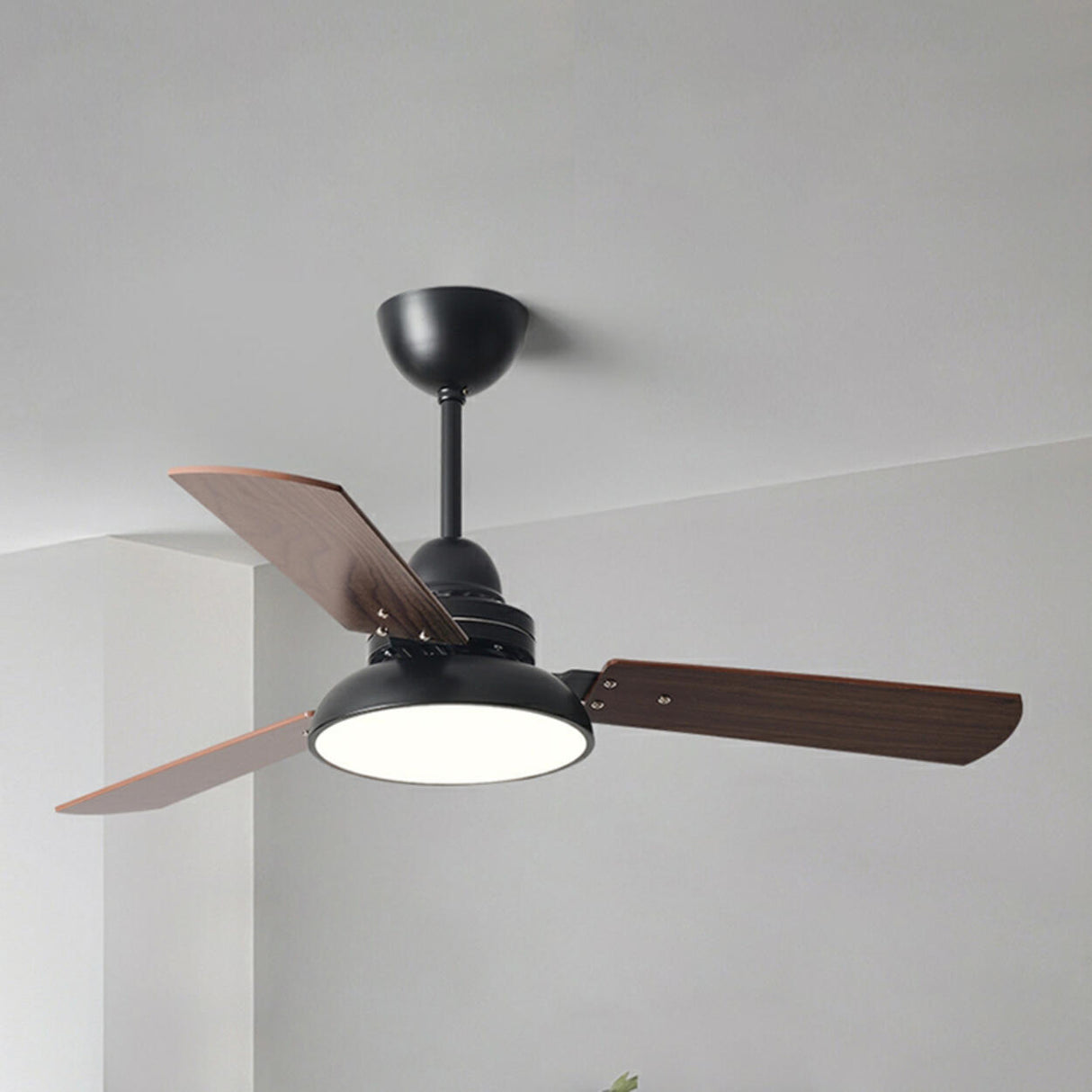 Modern Simple 3 Wood Blades LED Ceiling Fan Light Image - 2