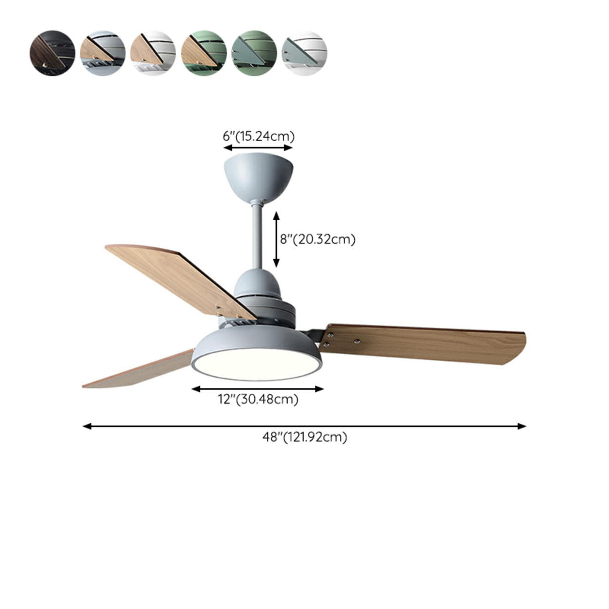 Modern Simple 3 Wood Blades LED Ceiling Fan Light Image - 20