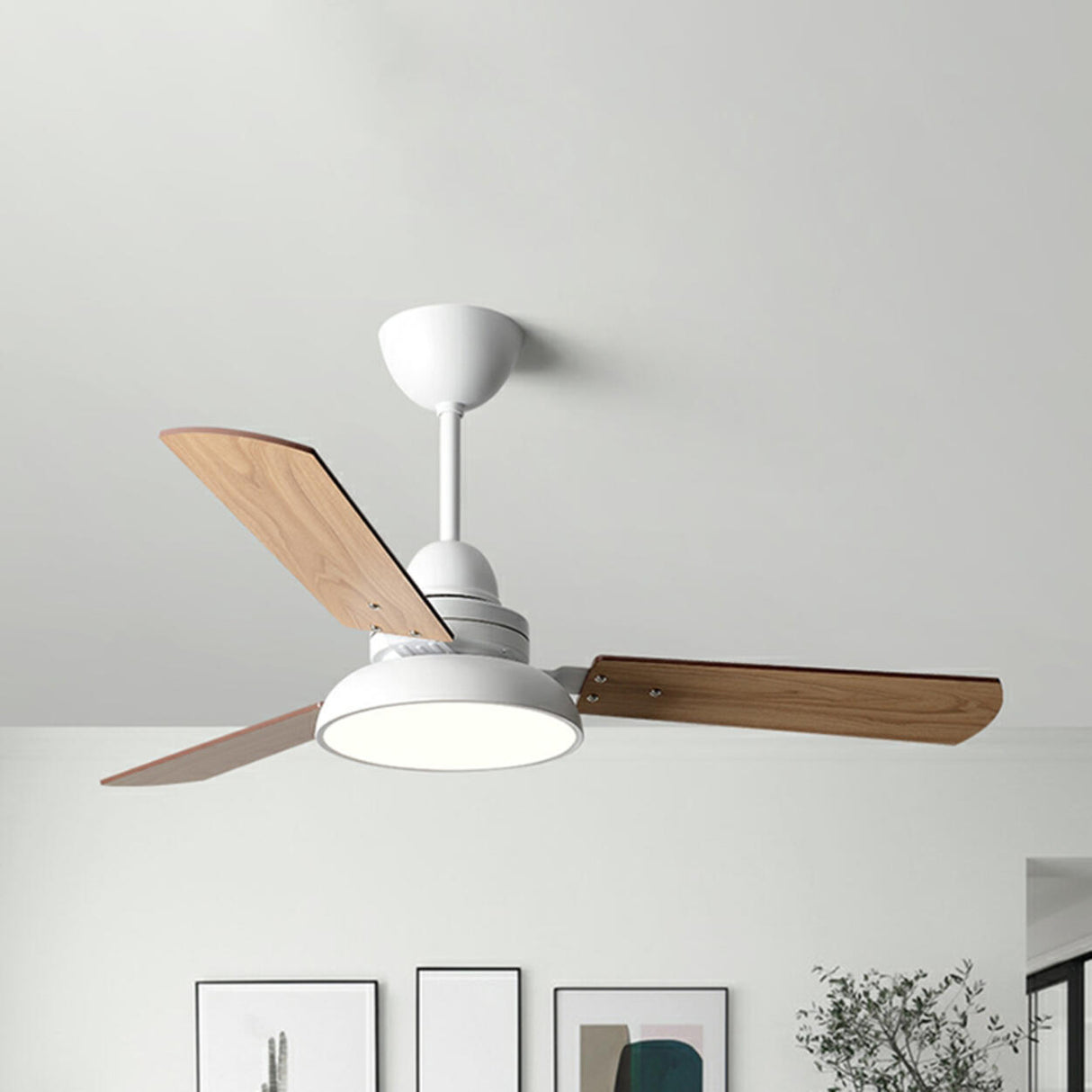 Modern Simple 3 Wood Blades LED Ceiling Fan Light Image - 5