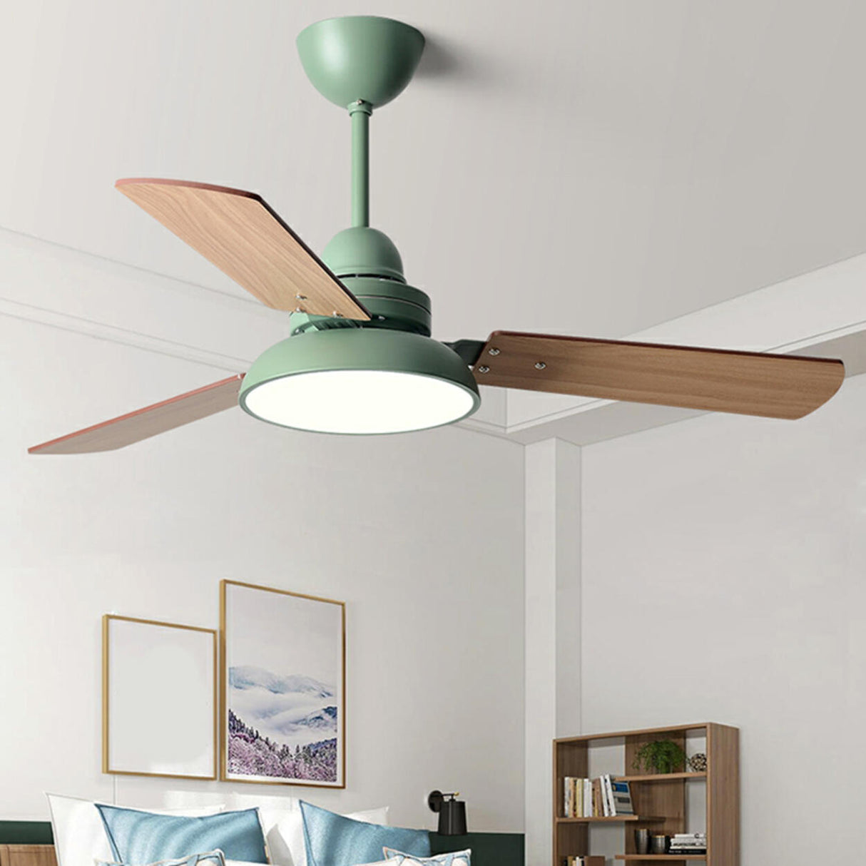 Modern Simple 3 Wood Blades LED Ceiling Fan Light Image - 6