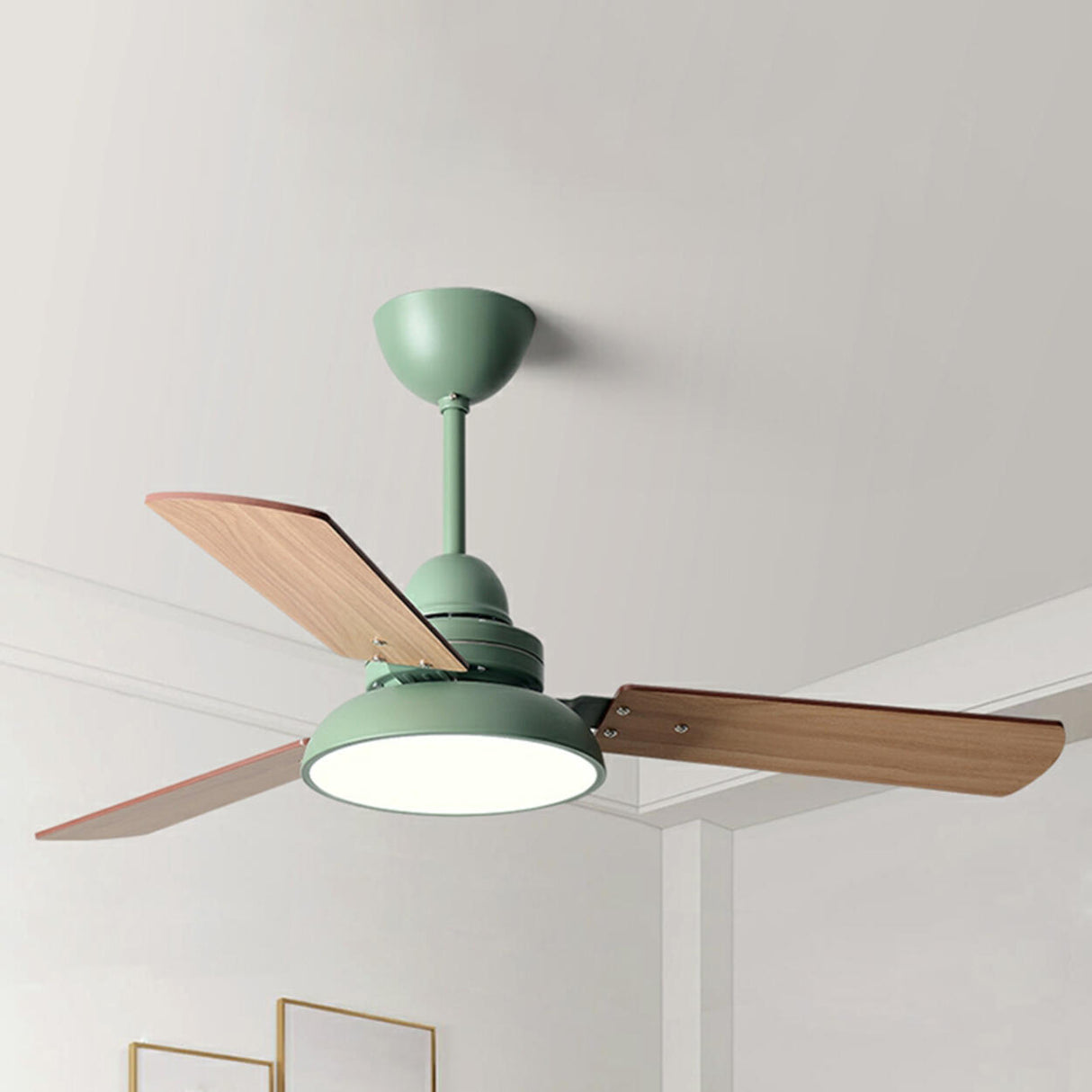 Modern Simple 3 Wood Blades LED Ceiling Fan Light Image - 9