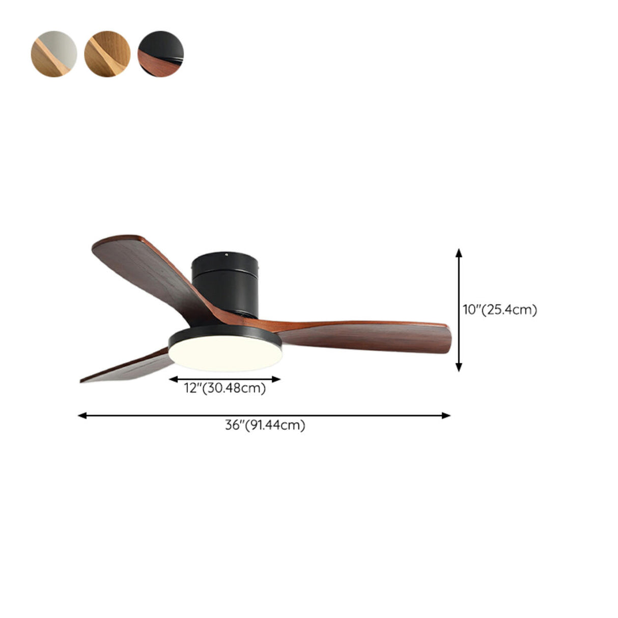 Modern Simple 3 Wood Blades Remote Ceiling Fan Light